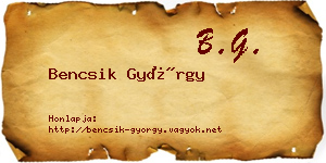 Bencsik György névjegykártya